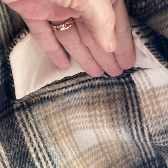 H&M Cream Plaid Women's Blazer Jacket - Picture 6 of 9